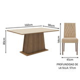 Juego de Comedor Madesa Ingrid Mesa Tapa de Madera con 4 Sillas Marrón/Blanco/Imperial