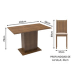 Juego de Comedor Luana Mesa Rectangular Tapa de Madera con 4 Sillas Marrón/Beige Madesa
