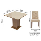 Juego de Comedor Madesa Brenda Mesa Tapa de Vidrio con 4 Sillas Marrón/Crema/Imperial