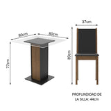 Juego de Comedor Madesa Aline Mesa Tapa de Vidrio con 4 Sillas Negro/Marrón