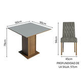 Juego de Comedor Mesa con Tapa de Madera 4 Sillas Marrón/Gris/Plata Livia Madesa