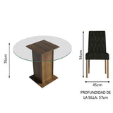 Juego de Comedor Mesa Tapa de Vidrio Redondo 4 Sillas Marrón/Oxford Irene Madesa