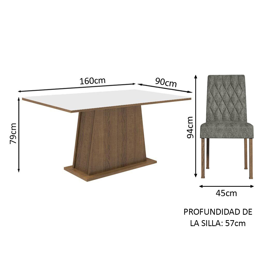 Juego de Comedor Mesa Tapa de Madera 4 Sillas Marrón/Blanco/Silver Ashley Madesa