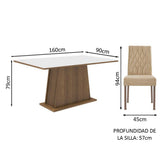 Juego de Comedor Mesa Tapa de Madera 4 Sillas Marrón/Blanco/Imperial Ashley Madesa