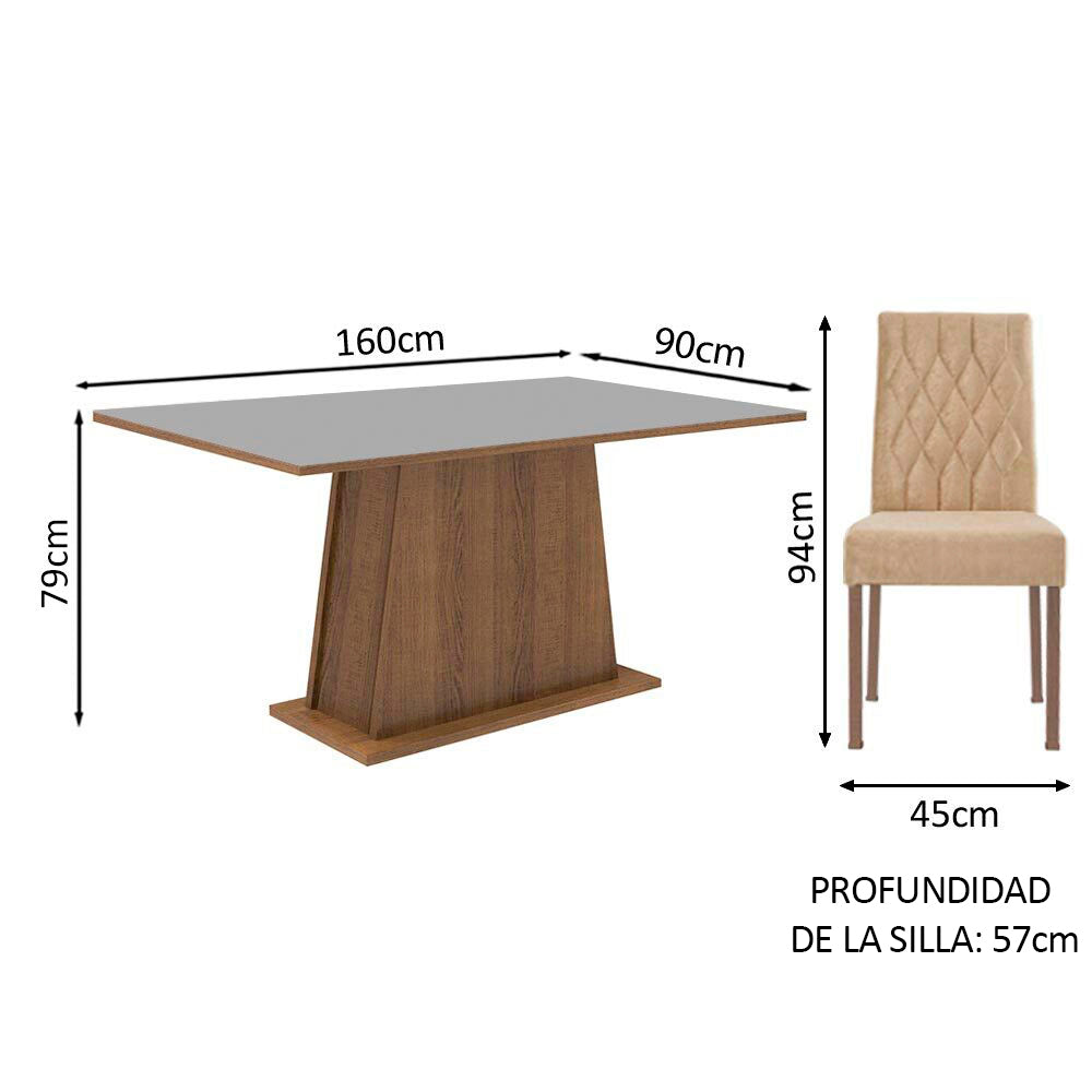 Juego de Comedor 4 Sillas Marrón/Gris Ashley Madesa
