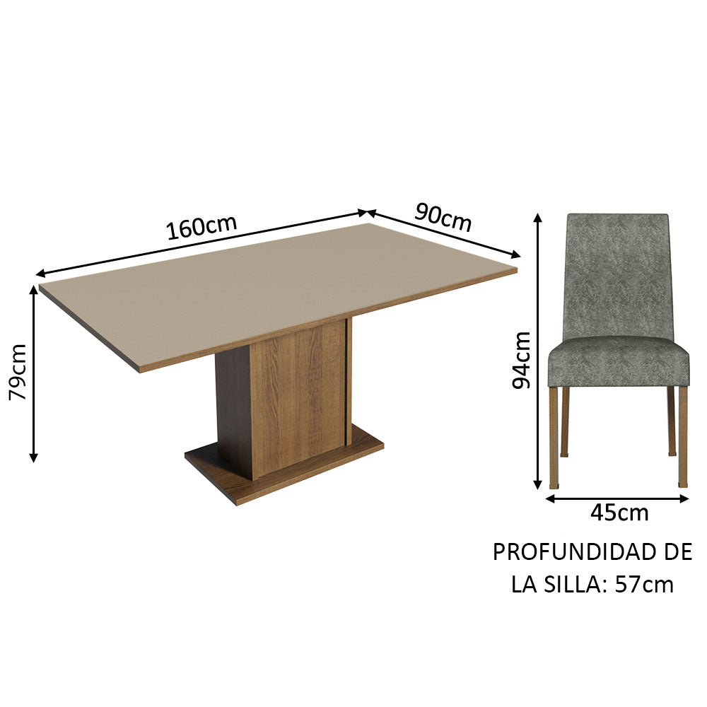 Juego de Comedor con Mesa y 4 Sillas Madesa Keila MCP