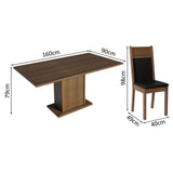 Juego de Comedor Mesa con Tapa de Madera 4 Sillas Marrón/Negro Elisa Madesa