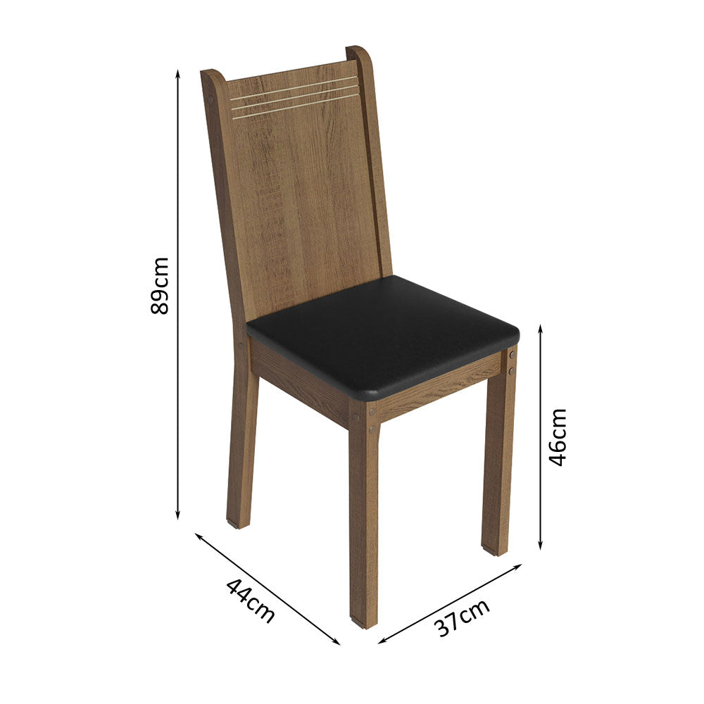Juego de Comedor Mesa Tapa de Madera 4 Sillas Marrón/Negro Samara Madesa