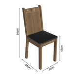 Juego de Comedor Mesa Tapa de Madera 4 Sillas Marrón/Negro Samara Madesa
