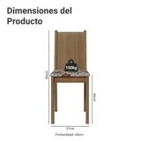 Juego de Comedor Mesa Tapa de Madera 4 Sillas Marrón/Gris/Floral Hibiscos Samara Madesa