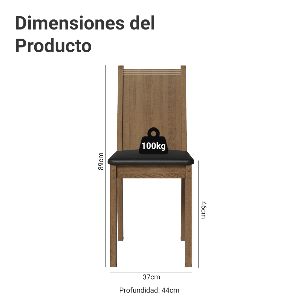 Juego de Comedor Mesa Tapa de Vidrio 4 Sillas Marrón/Negro España Madesa
