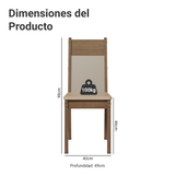 Juego de Comedor Mesa Tapa de Vidrio 4 Sillas Marrón/Crema/Sintético Beige Savana Madesa
