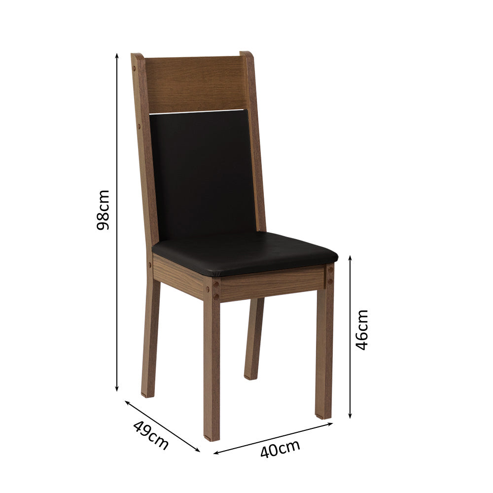Juego de Comedor Mesa Tapa de Madera 4 Sillas Marrón/Negro Claire Madesa