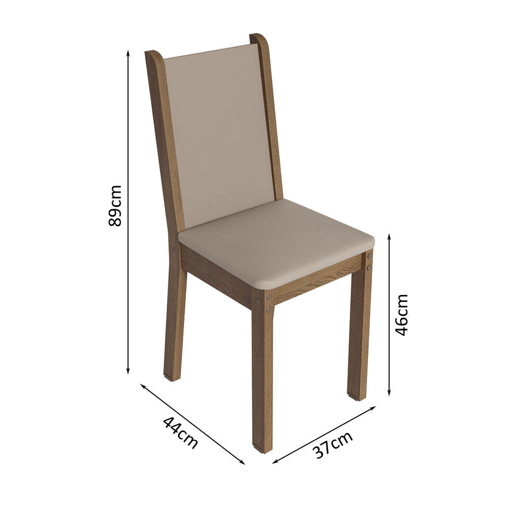 Juego de Comedor Mesa con Tapa de Vidrio 4 Sillas Marrón/Crema/Beige Tifani Madesa