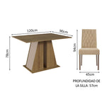 Juego de Comedor Gisele Mesa Rectangular Tapa de Madera con 4 Sillas Marrón/Crema/Imperial Madesa