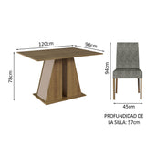 Juego de Comedor Mesa Tapa de Madera 4 Sillas Marrón/Crema/Silver Agnes Madesa