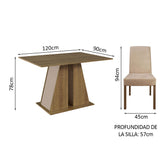 Juego de Comedor Mesa Tapa de Madera 4 Sillas Marrón/Crema/Imperial Agnes Madesa