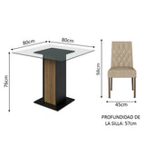 Juego de Comedor Mesa Tapa de Vidrio 4 Sillas Marrón/Negro/Imperial Noemi Madesa