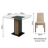 Juego de Comedor Mesa Tapa de Vidrio 4 Sillas Marrón/Negro/Imperial Ivy Madesa