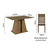 Juego de Comedor Mesa Tapa de Madera 4 Sillas Marrón/Beige Angel Madesa