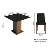 Juego de Comedor Mesa Tapa de Vidrio 4 Sillas Marrón/Negro/Oxford Anaju Madesa