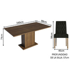 Juego de Comedor Cindy Mesa Rectangular Tapa de Madera con 4 Sillas Oxford Marrón Madesa