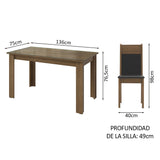 Juego de Comedor con Mesa de Tapa de Vidrio y 4 Sillas Marrón/Negro Eloá Madesa