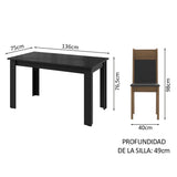 Juego de Comedor con Mesa de Tapa de Vidrio y 4 Sillas Negro/Marrón Eloá Madesa