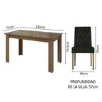 Juego de Comedor con Vidrio Sobrepuesto 4 Sillas Marrón/Oxford Celina Madesa