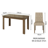 Juego de Comedor con Mesa de Tapa de Vidrio y 4 Sillas Marrón/Imperial Celina Madesa