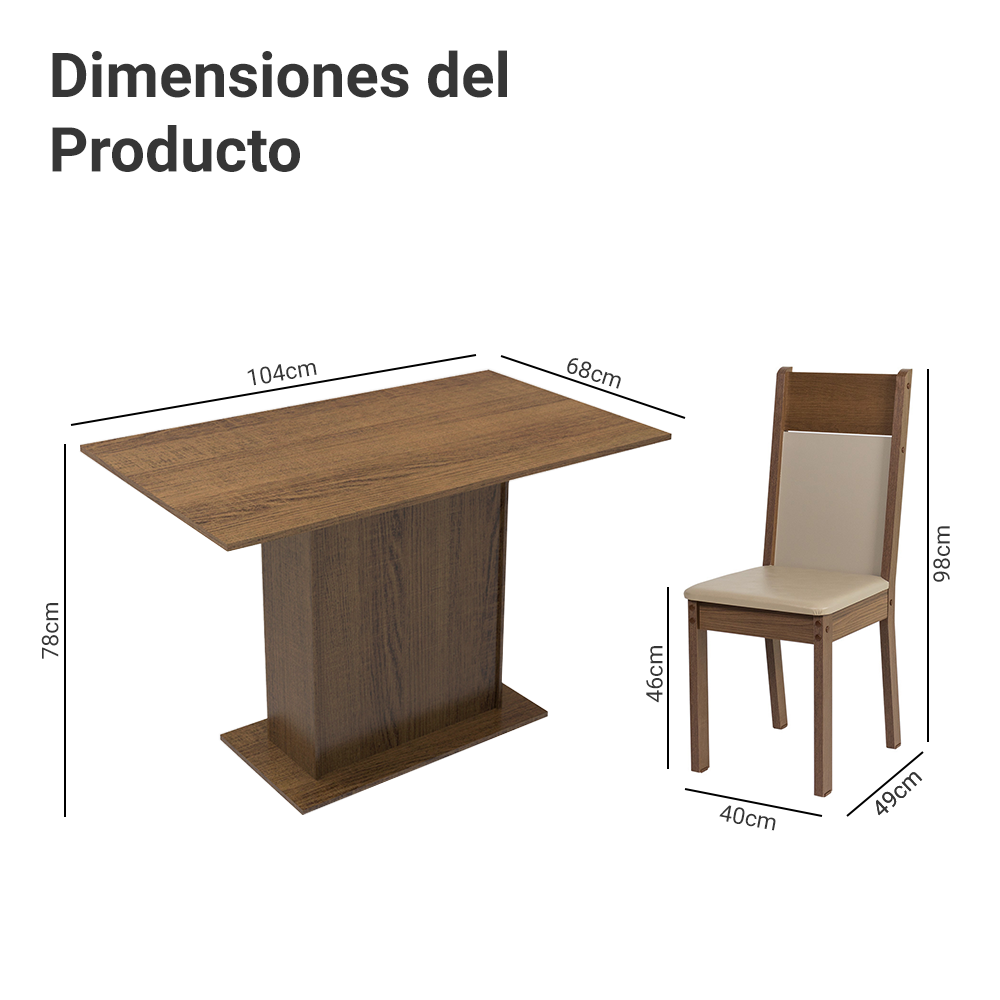 Juego de Comedor con Mesa y 4 Sillas Madesa Sheila MCB