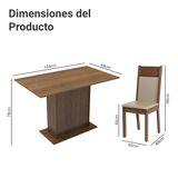 Juego de Comedor con Mesa y 4 Sillas Madesa Sheila MCB