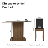 Juego de Comedor con Mesa y 4 Sillas Madesa Martina MN