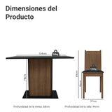 Juego de Comedor con Mesa y 4 Sillas Madesa Camélia MN 01