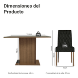 Juego de Comedor con Mesa y 4 Sillas Madesa Oxford Zion MN