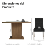 Juego de Comedor con Mesa y 4 Sillas Madesa Zion MN 01