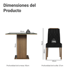 Juego de Comedor con Vidrio Sobrepuesto 4 Sillas Marrón/Negro/Oxford Capri Madesa