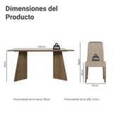 Juego de Comedor Mesada de Madera 4 Sillas Tulum Marrón/Crema/Imperial