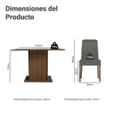 Juego de Comedor Tapa de Madera 4 Sillas Marrón/Silver Acácia Madesa