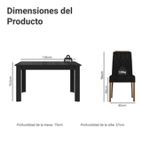 Juego de Comedor Tapa de Vidrio 4 Sillas Marrón/Negro/Oxford Pétala Madesa