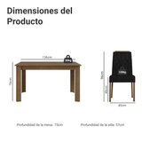 Juego de Comedor Tapa de Madera 4 Sillas Marrón/Oxford Hera Madesa