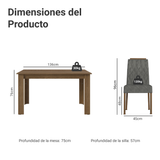 Juego de Comedor Tapa de Madera 4 Sillas Marrón/Silver Hera Madesa