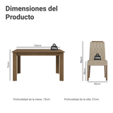 Juego de Comedor Tapa de Madera 4 Sillas Marrón/Imperial Hera Madesa