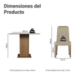 Juego de Comedor Tapa de Madera 4 Sillas Marrón/Crema/Imperial Verbena Madesa