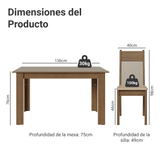 Juego de Comedor Mesa con Tapa de Madera 4 Sillas Marrón/Crema/Sintético Beige Madesa