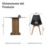 Juego de Comedor Denali Mesa Tapa de Vidrio 4 Sillas Marrón/Negro Madesa
