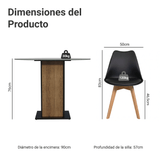Juego de Comedor Denali Mesa Tapa de Vidrio 4 Sillas Negro/Marrón/Negro Madesa