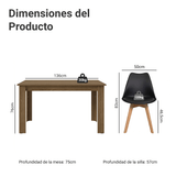 Juego de Comedor Garda Mesa Tapa de Madera 4 Sillas Marrón/Negro Madesa