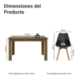 Juego de Comedor Toscana Mesa Tapa de Vidrio 4 Sillas Marrón/Negro Madesa