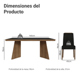 Juego de Comedor con Tapa de Madera 4 Sillas Marrón/Negro/Oxford Arles Madesa